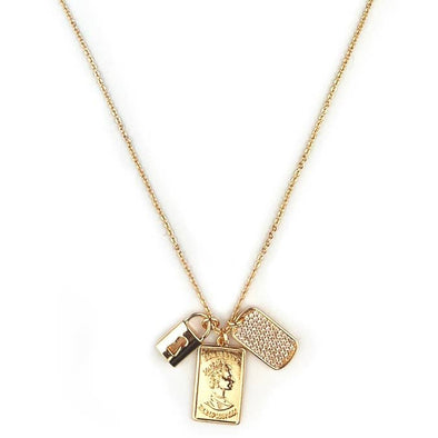 Gold Chain Necklace with 3 pendants