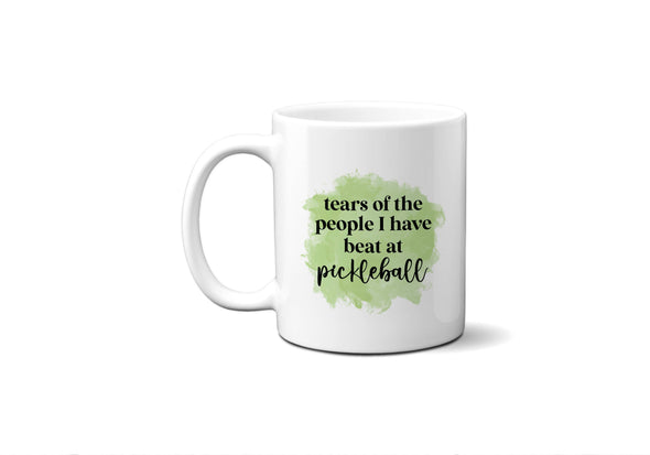 Pickleball Tears Kitchen Mug, Funny Green Coffee Cup: 15oz