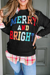 Merry And Bright Cable Knit Pullover Sweatshirt/Multicolor: XL / Blackish Green