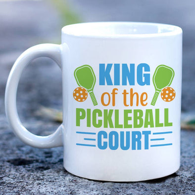 King of the Pickleball Court, Men's Coffee Cup, Gift: 15 oz