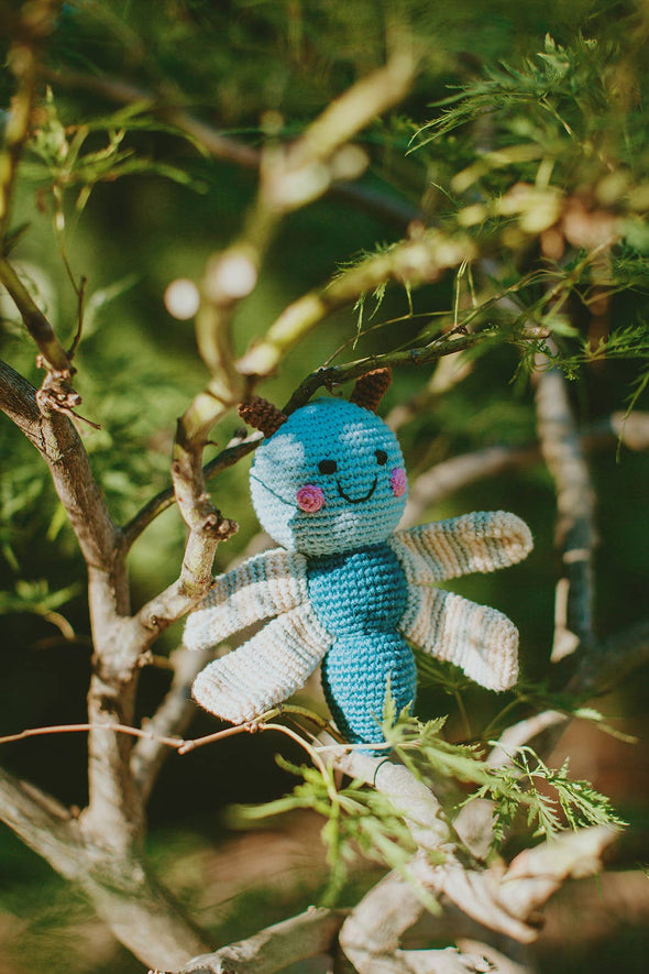 Plush Dragonfly Toy Rattle: Blue