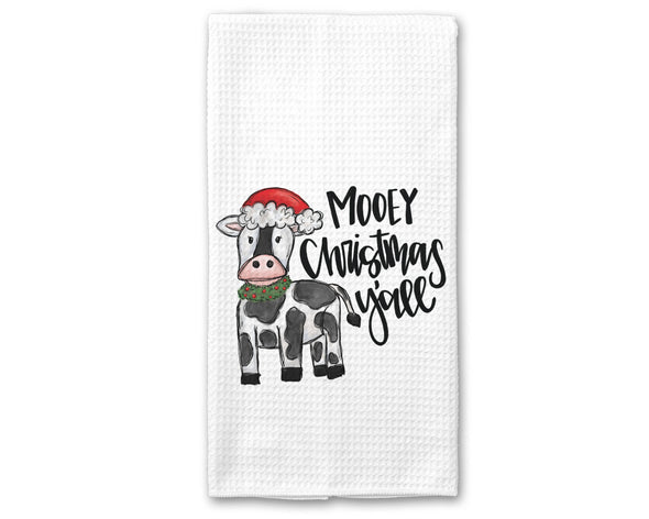 Cow Moo Farmhouse Holiday Kitchen Towel