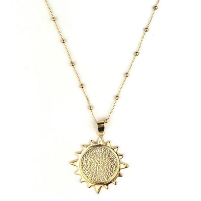Gold Necklace with a Sun Shaped Pendant