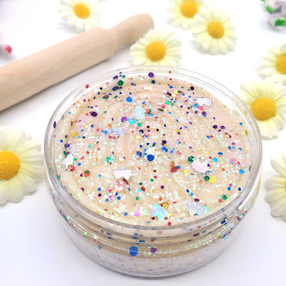 White Unicorn Rainbow Glitter Half Pound Sensory Play Dough: Scented