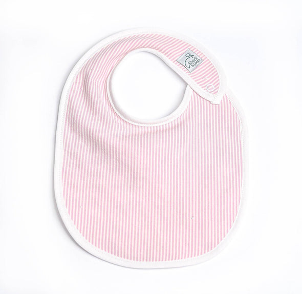 Pink Seersucker Classic Bib: Light Pink / Seersucker & Terry