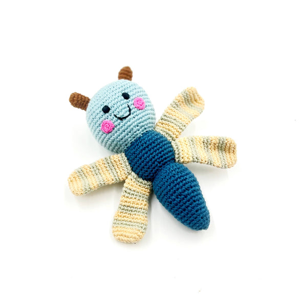 Plush Dragonfly Toy Rattle: Blue