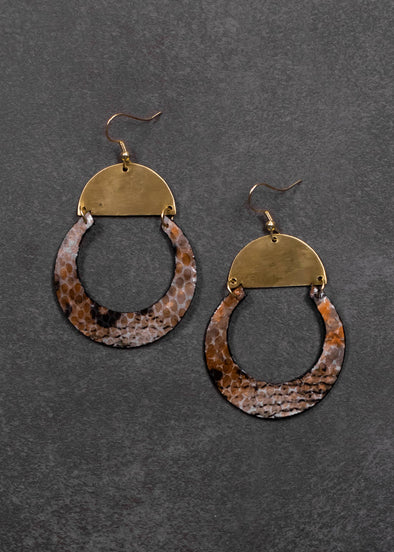 Tan Snake Skin Earrings