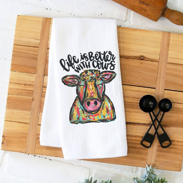 Cow Kitchen Towel, Farmhouse Decor, Country Dish Towel