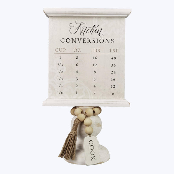 Wood Kitchen Conversation Sign on Pedestal with Blessing Bea