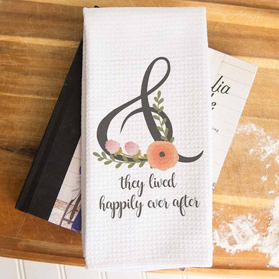 Happily Ever After Kitchen Towel, Wedding Dish Towel