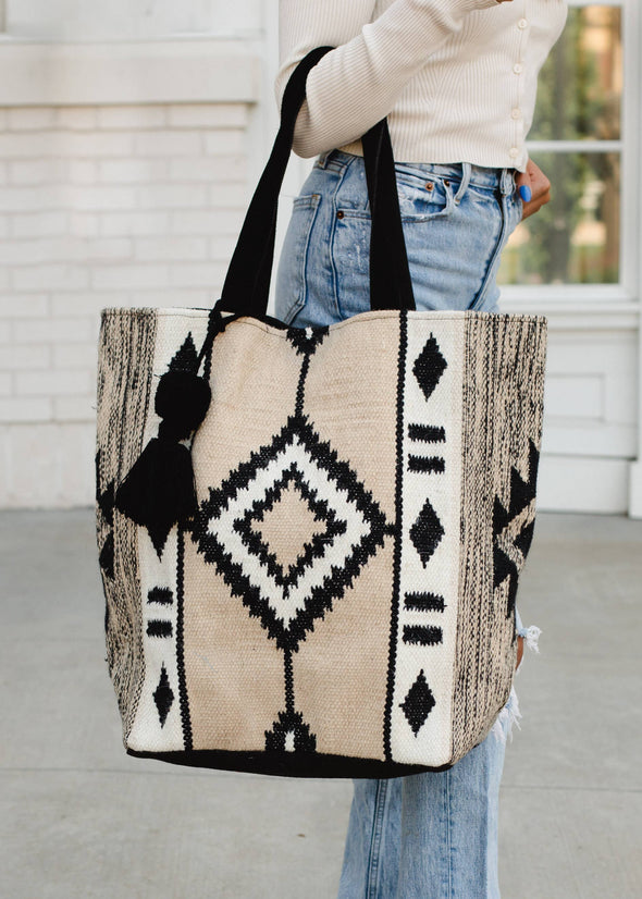 Tan, Black & Cream Tote