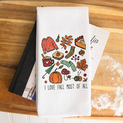 Love Fall Most of All, Fall Decor Kitchen Towel