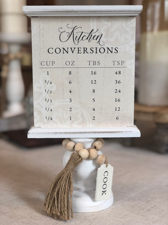 Wood Kitchen Conversion Sign With Blessing Beads
