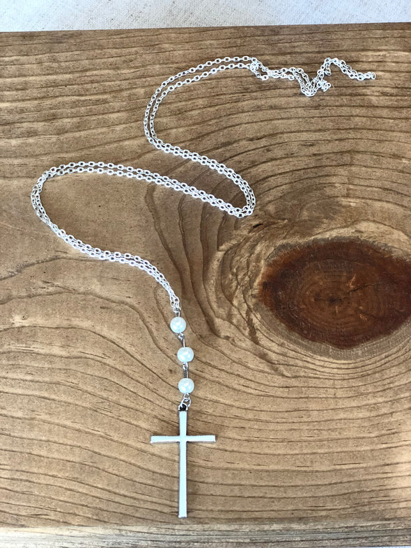 The CARE Center Pearl & Cross Necklace